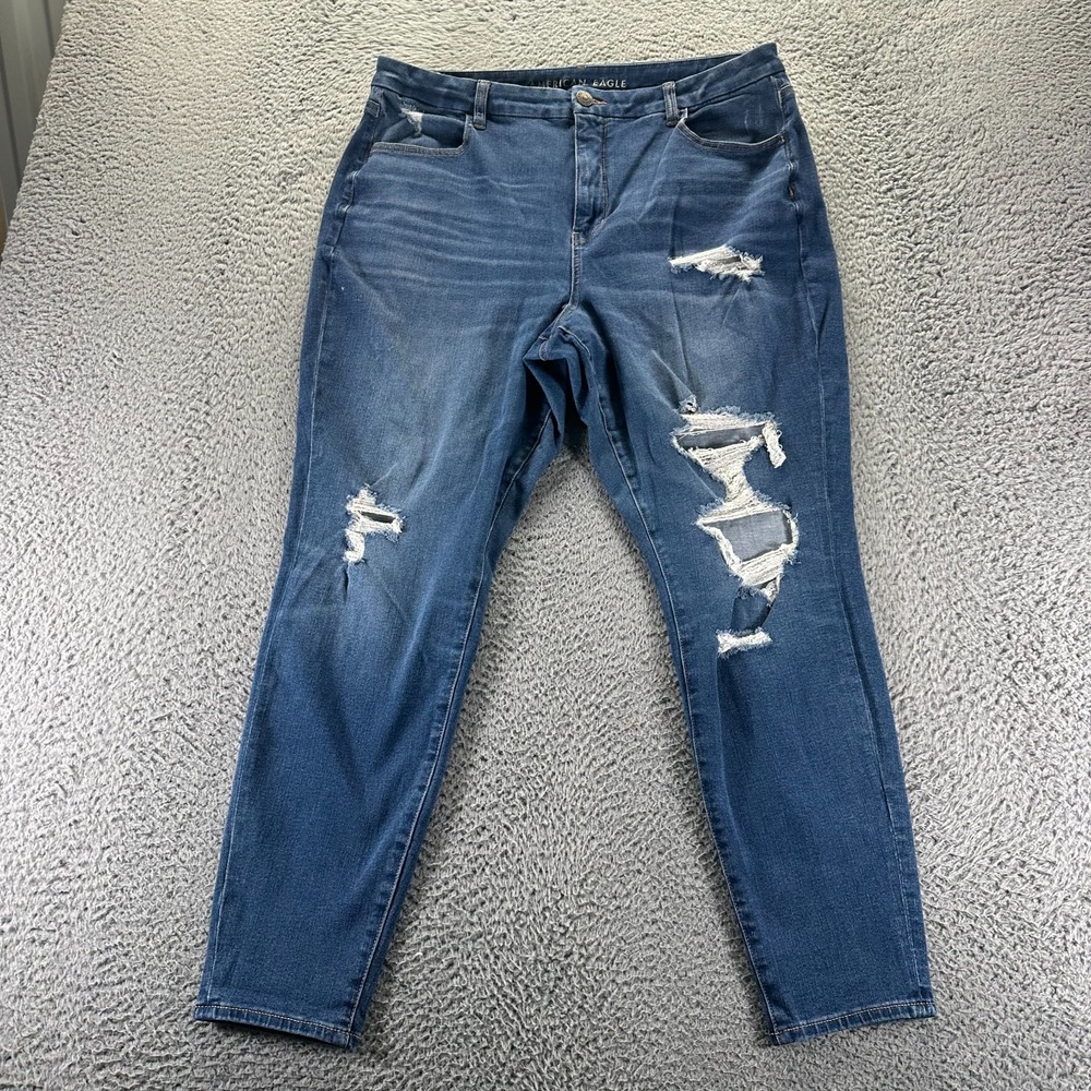 American Eagle Outfitter Jeans Women 18 Blue Denim Jegging Curvy Stretch Hi Rise